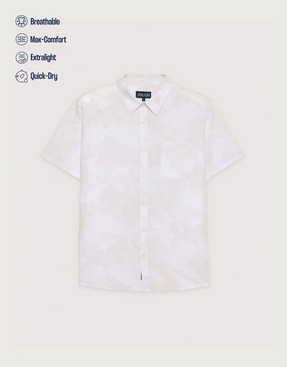 Regular Fit Shirt – Shirt Collar – Fish Print Off-White